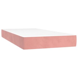 Κρεβάτι Boxspring με Στρώμα Ροζ 200x200 εκ. Βελούδινο