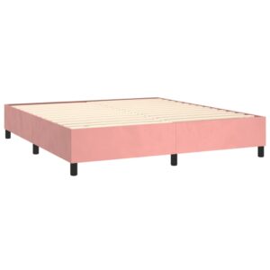 Κρεβάτι Boxspring με Στρώμα Ροζ 200x200 εκ. Βελούδινο