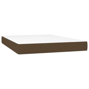 Κρεβάτι Boxspring με Στρώμα Σκούρο Καφέ 160x200 εκ Υφασμάτινο