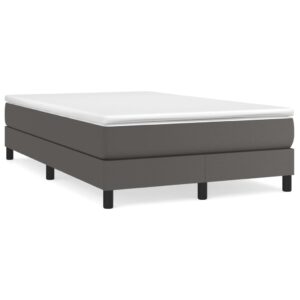 Κρεβάτι Boxspring με Στρώμα Γκρι 120x200εκ. από Συνθετικό Δέρμα