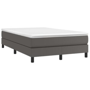 Κρεβάτι Boxspring με Στρώμα Γκρι 120x200εκ. από Συνθετικό Δέρμα