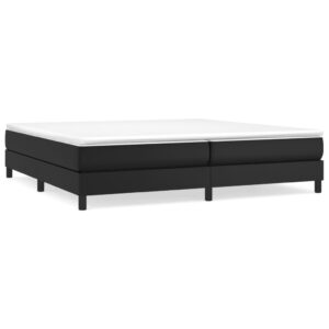 Κρεβάτι Boxspring με Στρώμα Μαύρο 200x200 εκ. Συνθετικό Δέρμα