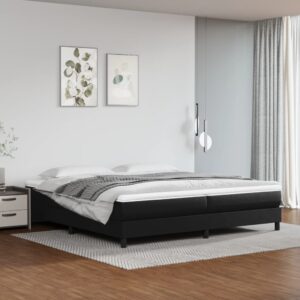 Κρεβάτι Boxspring με Στρώμα Μαύρο 200x200 εκ. Συνθετικό Δέρμα