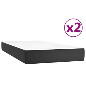 Κρεβάτι Boxspring με Στρώμα Μαύρο 200x200 εκ. Συνθετικό Δέρμα