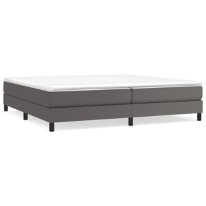 Κρεβάτι Boxspring με Στρώμα Γκρι 200x200 εκ. Συνθετικό Δέρμα