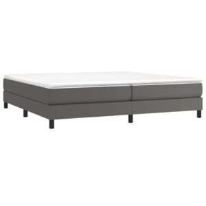 Κρεβάτι Boxspring με Στρώμα Γκρι 200x200 εκ. Συνθετικό Δέρμα