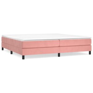 Κρεβάτι Boxspring με Στρώμα Ροζ 200x200 εκ. Βελούδινο