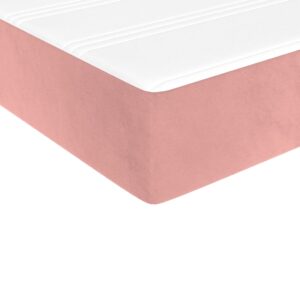 Κρεβάτι Boxspring με Στρώμα Ροζ 200x200 εκ. Βελούδινο