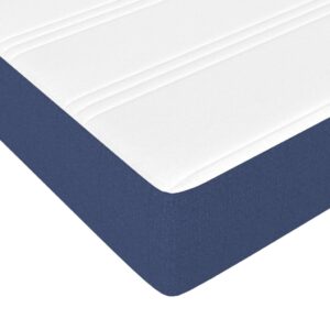 Κρεβάτι Boxspring με Στρώμα Μπλε 200x200 εκ. Υφασμάτινο