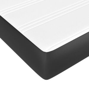 Κρεβάτι Boxspring με Στρώμα Μαύρο 200x200 εκ. Συνθετικό Δέρμα