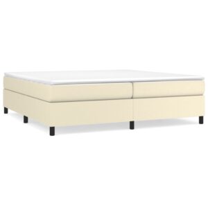 Κρεβάτι Boxspring με Στρώμα Κρεμ 200x200 εκ. Συνθετικό Δέρμα