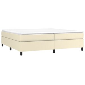 Κρεβάτι Boxspring με Στρώμα Κρεμ 200x200 εκ. Συνθετικό Δέρμα