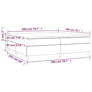 Κρεβάτι Boxspring με Στρώμα Κρεμ 200x200 εκ. Συνθετικό Δέρμα