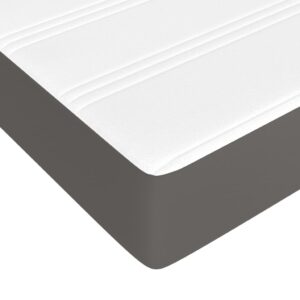 Κρεβάτι Boxspring με Στρώμα Γκρι 200x200 εκ. Συνθετικό Δέρμα