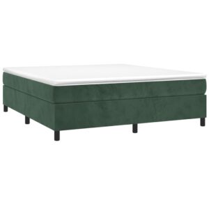 Κρεβάτι Boxspring με Στρώμα Σκούρο Πράσινο 200x200εκ. Βελούδινο