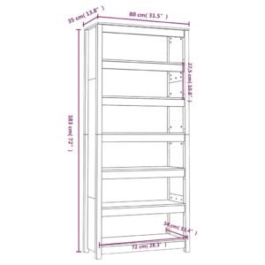 Βιβλιοθήκη Μελί 80x35x183 εκ. από Μασίφ Ξύλο Πεύκου