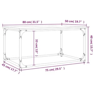 Τραπεζάκι Σαλονιού Γκρι Sonoma 80x50x40 εκ Επεξ Ξύλο + Σίδηρος