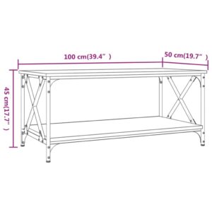 Τραπεζάκι Σαλονιού Καπνιστή Δρυς 100x50x45 εκ. Επεξεργασμ. Ξύλο