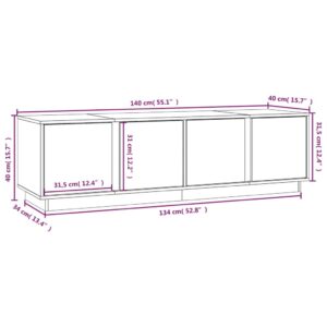 Έπιπλο Τηλεόρασης Γκρι 140 x 40 x 40 εκ. από Μασίφ Ξύλο Πεύκου