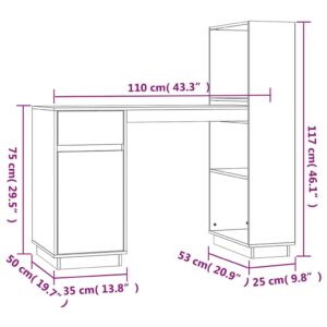 Γραφείο Γκρι 110x53x117 εκ. από Μασίφ Ξύλο Πεύκου