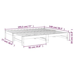 Καναπές Κρεβάτι Συρόμενος Γκρι 2x(75x190) εκ. Μασίφ Ξύλο Πεύκου