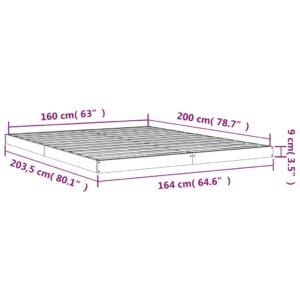 Πλαίσιο Κρεβατιού Γκρι 160 x 200 εκ. από Μασίφ Ξύλο Πεύκου