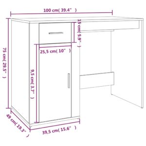 Γραφείο Μαύρο 100x49x75 εκ. από Επεξεργασμένο Ξύλο