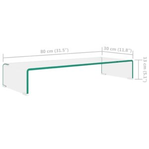 Βάση Τηλεόρασης/Οθόνης Διάφανη 80 x 30 x 13 εκ. Γυάλινη