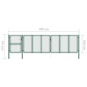 Πόρτα Περίφραξης Κήπου Πράσινη 125 x 495 εκ. Ατσάλινη