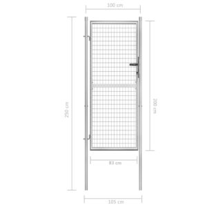 Πόρτα Περίφραξης Ασημί 105 x 250 εκ. από Γαλβανισμένο Χάλυβα