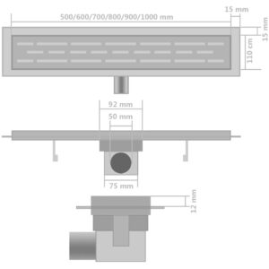 Σιφόνια Ντουζιέρας Γραμμικά 2 τεμ. 730x140 χιλ. Ανοξείδ. Ατσάλι