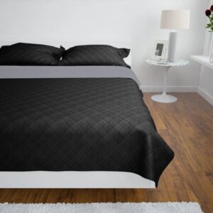 130884 Double-sided Quilted Bedspread Black/Grey 220 x 240 cm