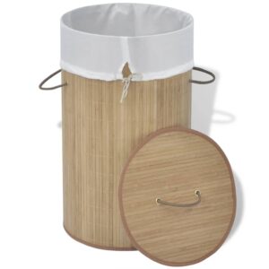 242723  Bamboo Laundry Bin Round Natural