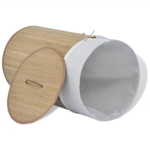 242723  Bamboo Laundry Bin Round Natural