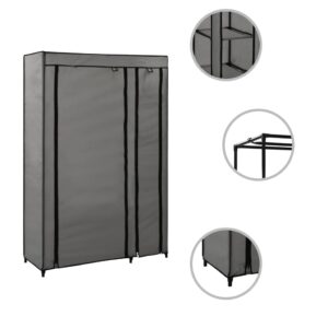 282425  Folding Wardrobes 2 pcs Grey 110x45x175 cm Fabric