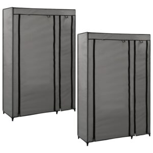 282425  Folding Wardrobes 2 pcs Grey 110x45x175 cm Fabric