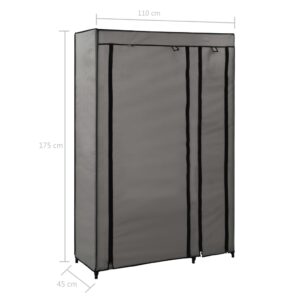 282425  Folding Wardrobes 2 pcs Grey 110x45x175 cm Fabric