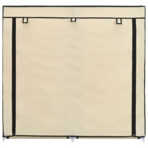 282433  Shoe Cabinet with Cover Cream 115x28x110 cm Fabric