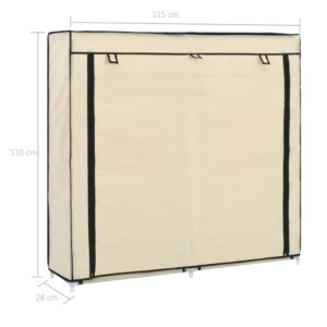 282433  Shoe Cabinet with Cover Cream 115x28x110 cm Fabric