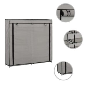 282434  Shoe Cabinet with Cover Grey 115x28x110 cm Fabric