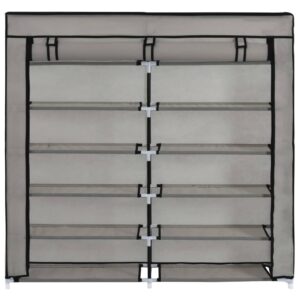 282434  Shoe Cabinet with Cover Grey 115x28x110 cm Fabric