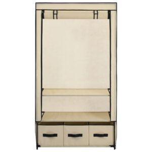 282459  Wardrobe Cream 87x49x159 cm Fabric