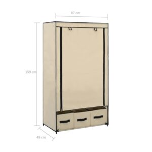 282459  Wardrobe Cream 87x49x159 cm Fabric