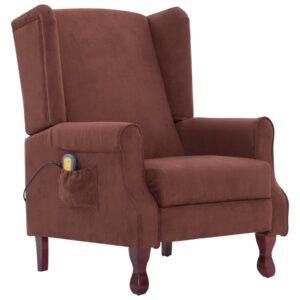 282214  Massage Recliner Brown Fabric