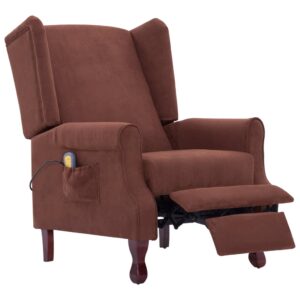 282214  Massage Recliner Brown Fabric