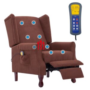 282214  Massage Recliner Brown Fabric