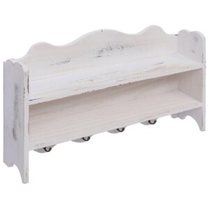 284235  Wall Mounted Coat Rack White 50x10x30 cm Wood