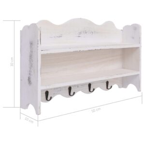 284235  Wall Mounted Coat Rack White 50x10x30 cm Wood