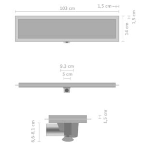 Σιφόνι Ντουζιέρας με Κάλυμμα 2 σε 1 103x14 εκ Ανοξείδωτο Ατσάλι