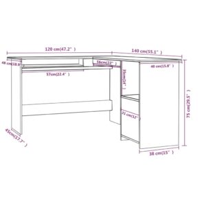 Γραφείο Γωνιακό Λευκό/Sonoma Δρυς 120x140x75 εκ. Μοριοσανίδα